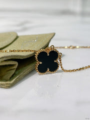 VCA VINTAGE ALHAMBRA NECKLACE, Black/Gold